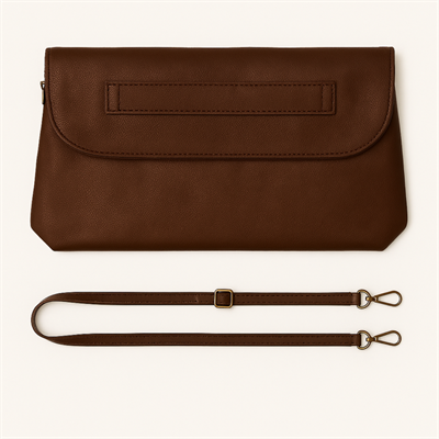 Vera Pelle Italian Leather Clutch (brown)